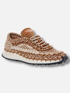 Valentino Garavani Men's Brown Woven Platform Sneaker Shoes Size EU:42.5 US:9.5